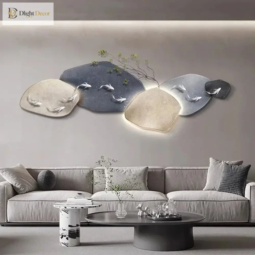 Dlight Decor 3D Nine Fish Wall Lamp Mural Art Wall Art