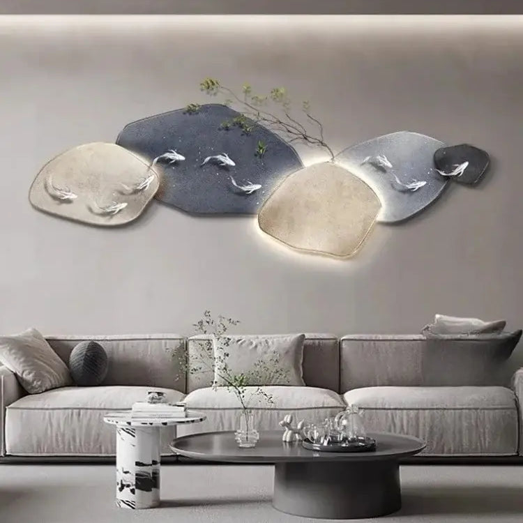 Dlight Decor 3D Nine Fish Wall Lamp Mural Art Wall Art