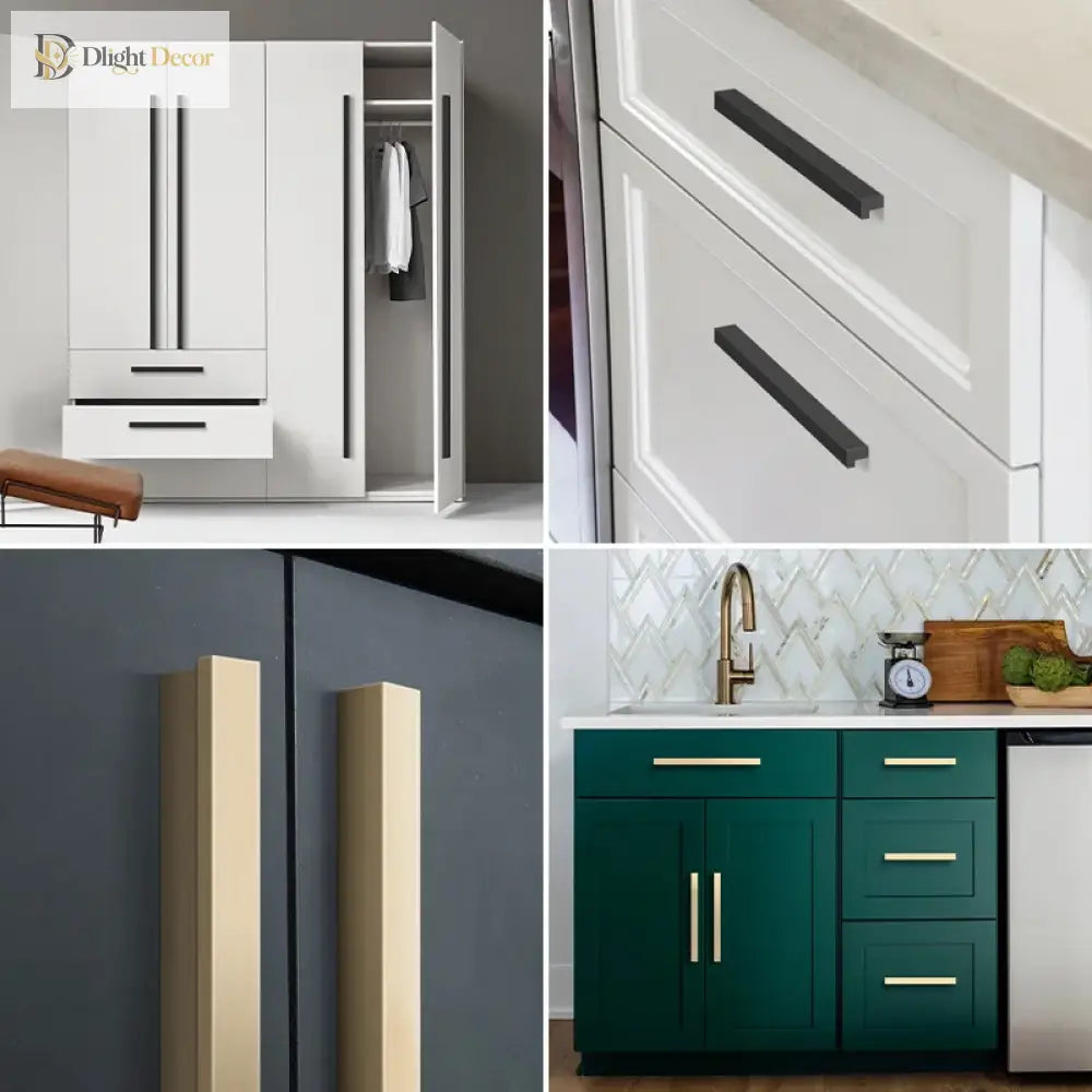 Modern Long T-Bar Aluminum Cabinet Handles – Brushed Gold Silver and Black Pulls for Drawers and Cupboards (700-1200mm)