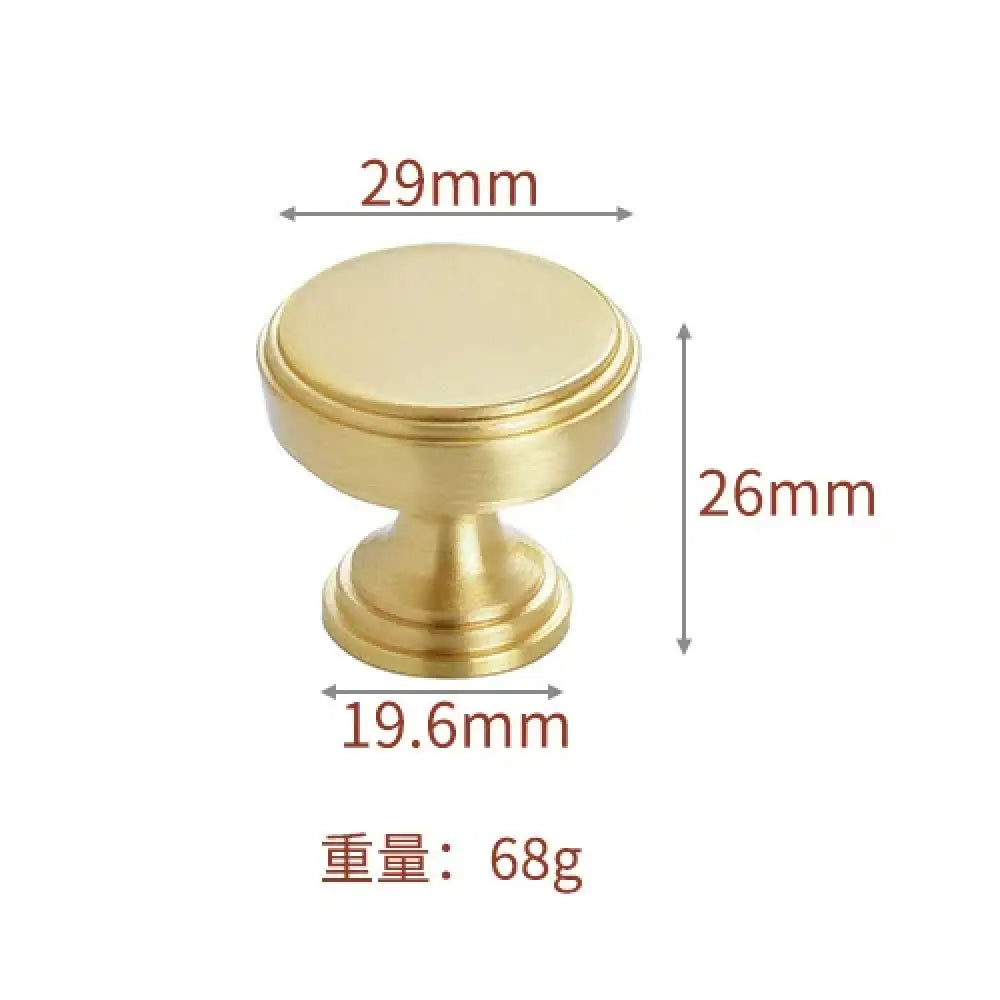 Modern Pure Brass Cabinet Handles - Single Hole Brushed Gold Drawer Knobs for Kitchen and Wardrobes 11 Knonbs