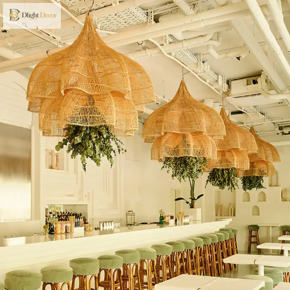 Modern Creative Art Rattan Pendant Lights - Handmade Elegance For Living Rooms Restaurants And