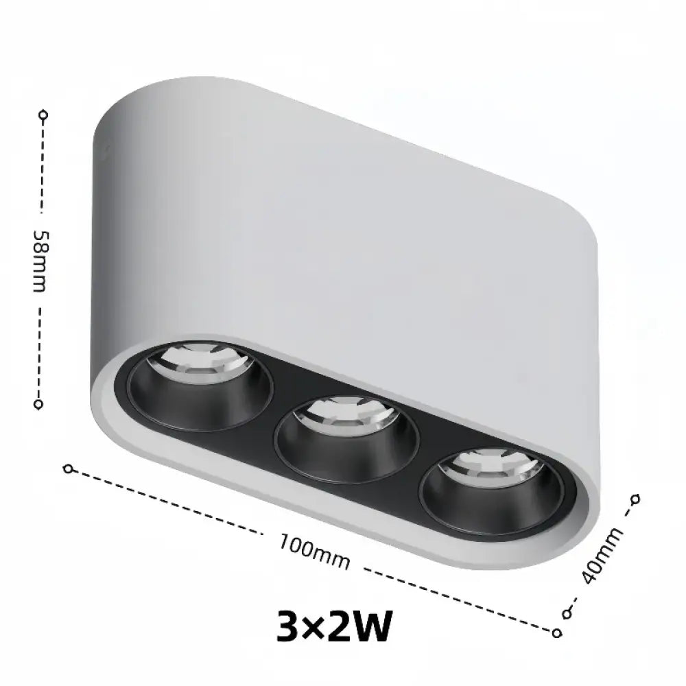 Black linear surface-mounted LED ceiling spotlight with three adjustable spotlights