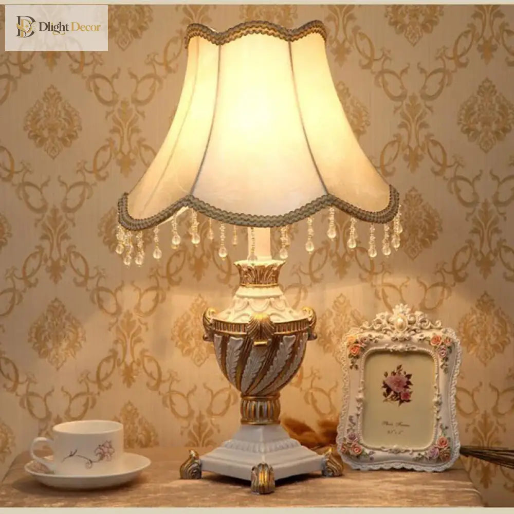 Luxury European Table Lamp - Mediterranean Style Night Desk Light For Bedroom And Living Room