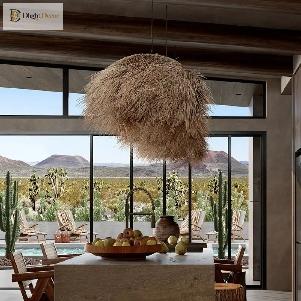 Modern Vintage Rattan Pendant Lights - Oriental Sabi Wabi Design For Living Room Bedroom And Table