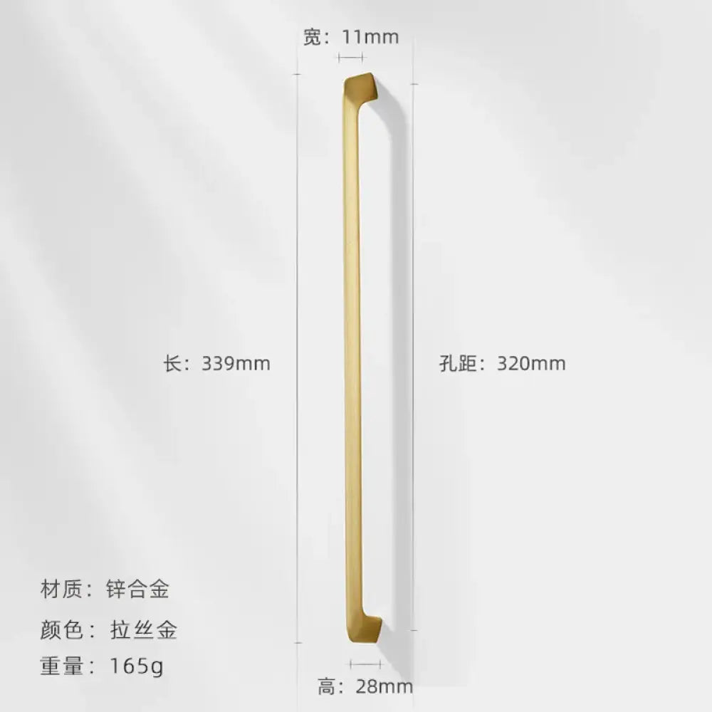 Modern Zinc Alloy Cabinet Handles - Kitchen Drawer Knobs for Wardrobes and Furniture Gold drawing 320mm Handles