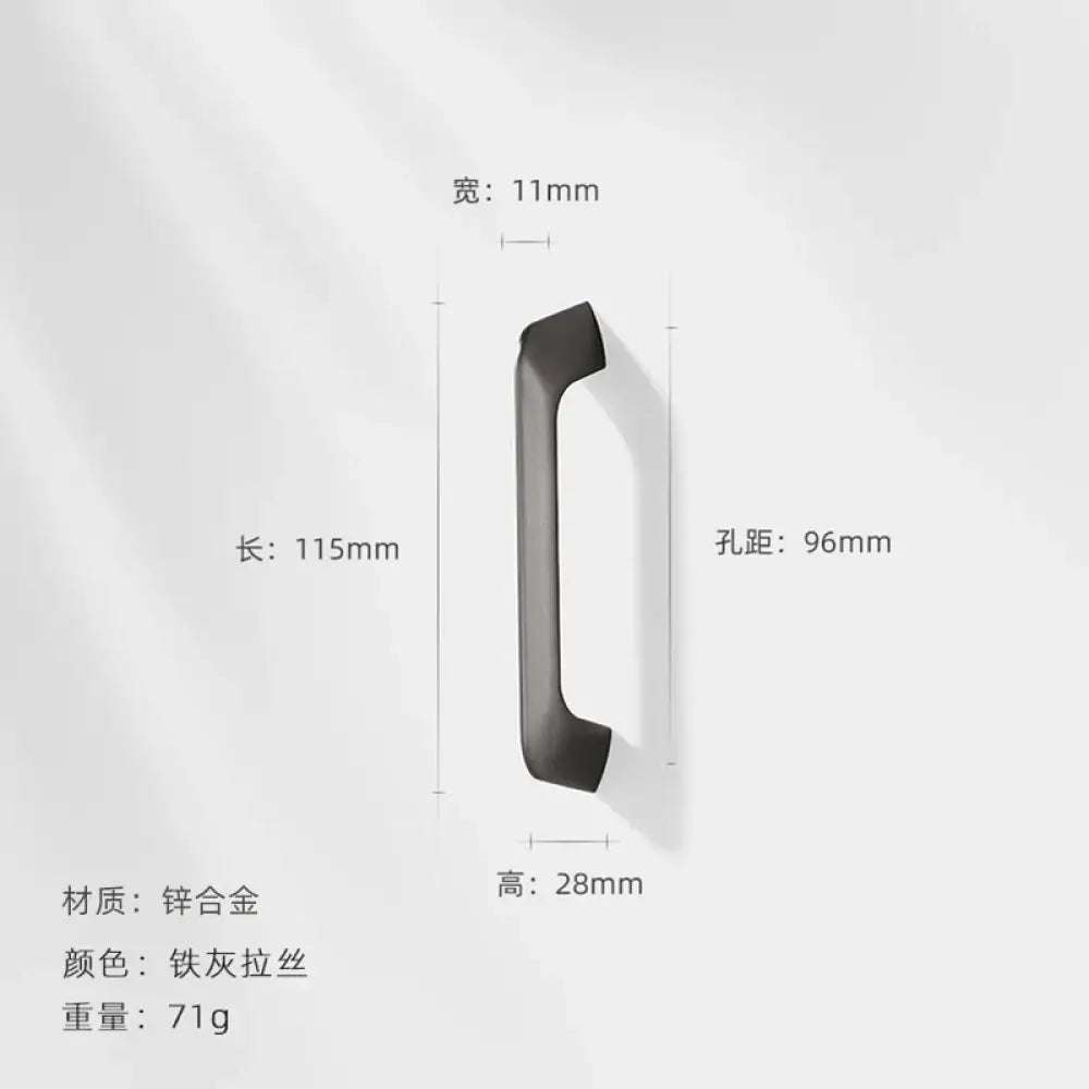 Modern Zinc Alloy Cabinet Handles - Kitchen Drawer Knobs for Wardrobes and Furniture Gray drawing 96mm Handles