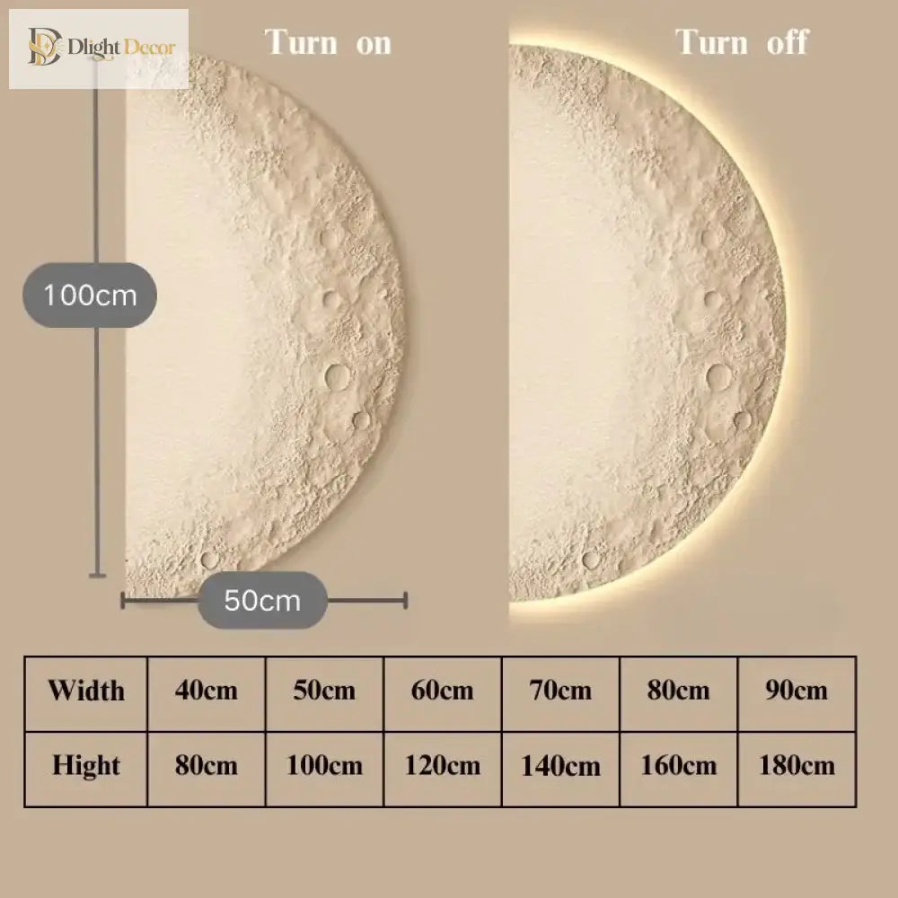 Dlight Decor LED Moon Wall Lamp with Remote Dimming Wall Art