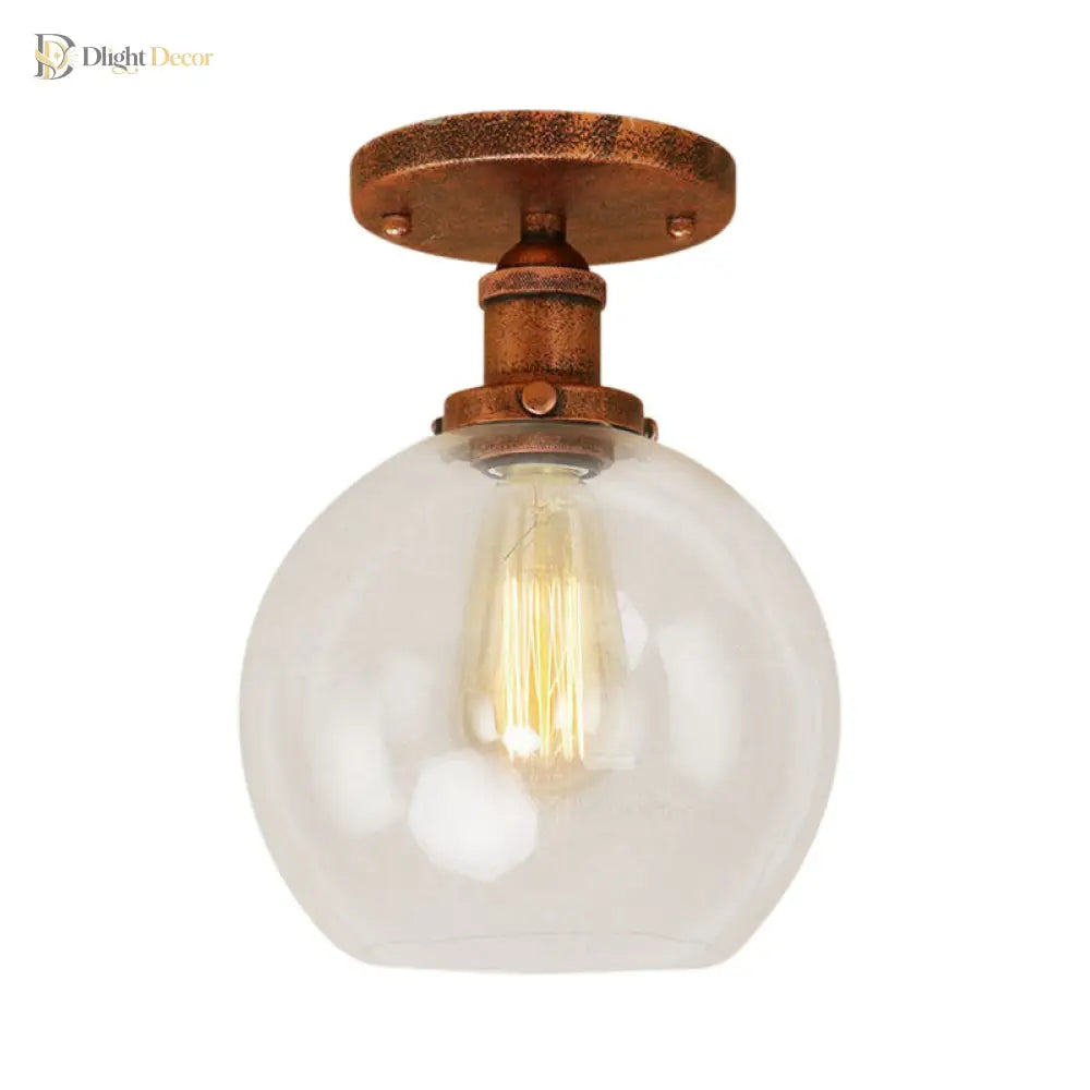 Naomi - Industrial Glass Globe Semi - Flush Mount Light