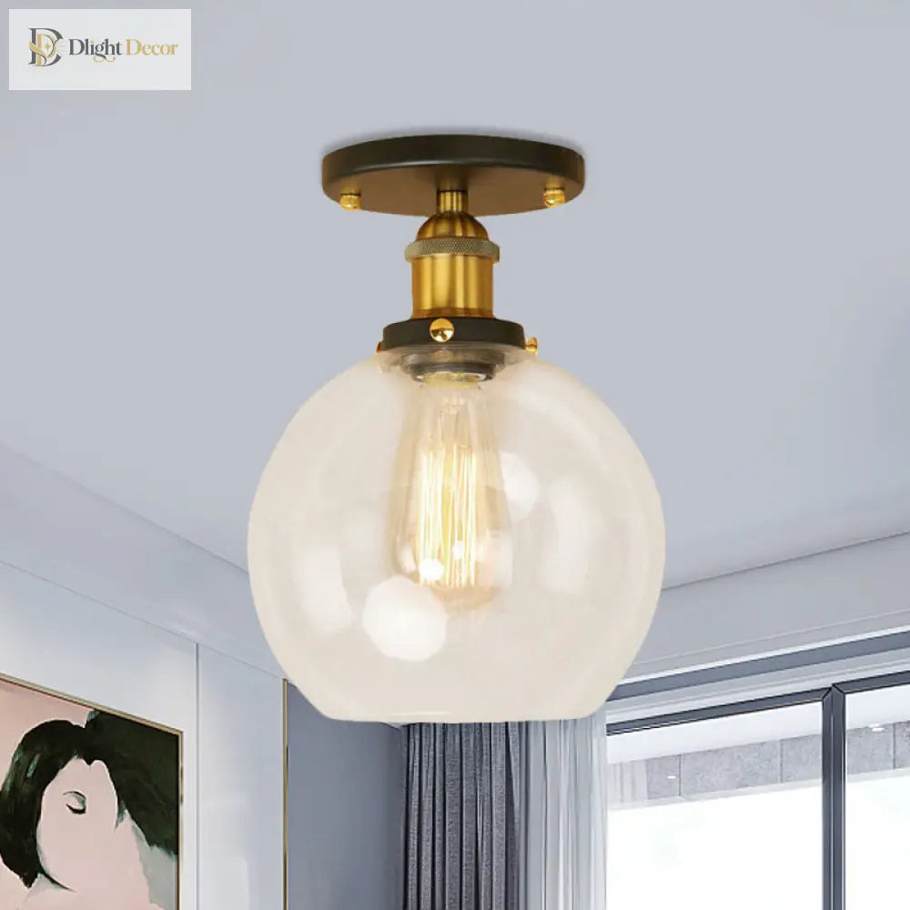Naomi - Industrial Glass Globe Semi - Flush Mount Light