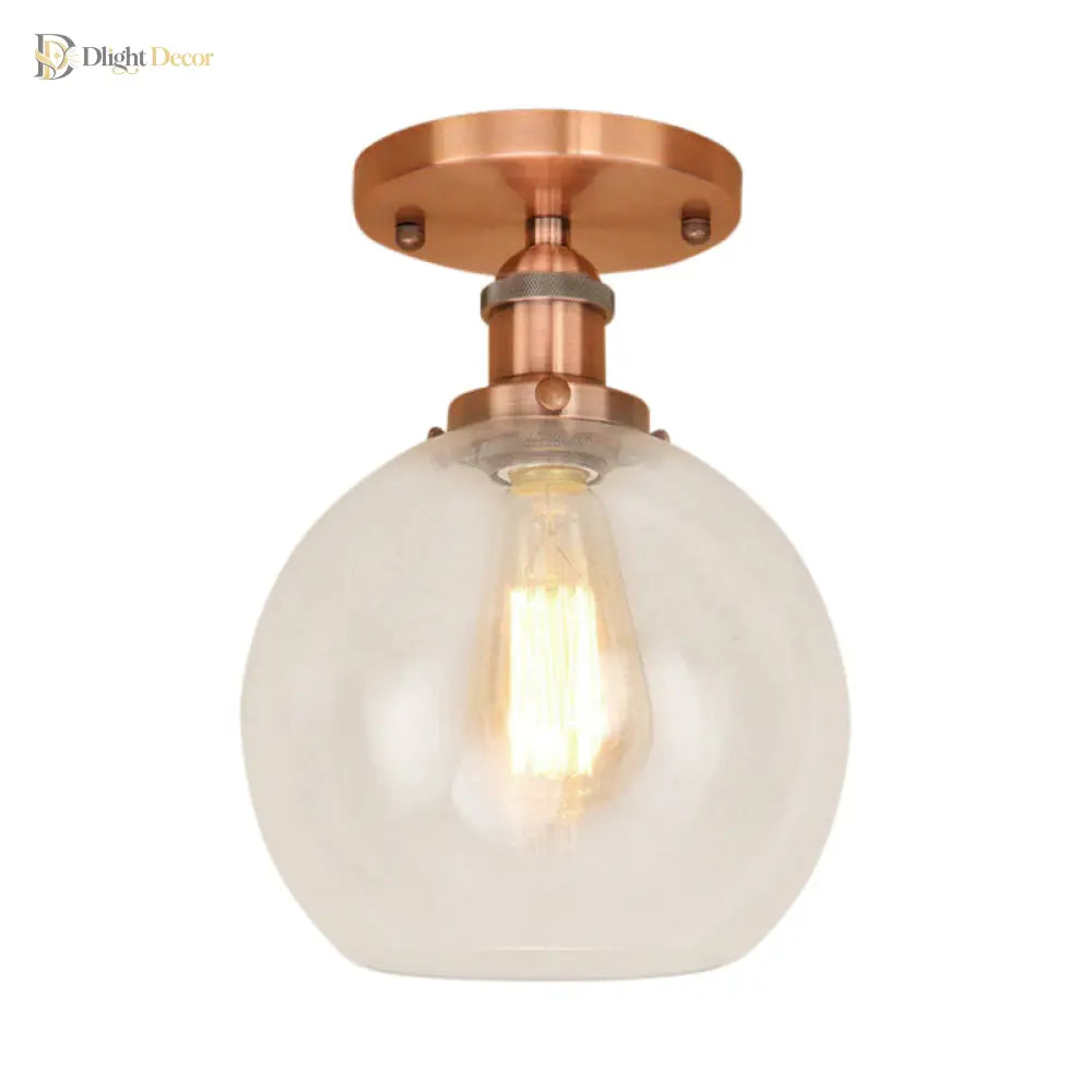 Naomi - Industrial Glass Globe Semi - Flush Mount Light