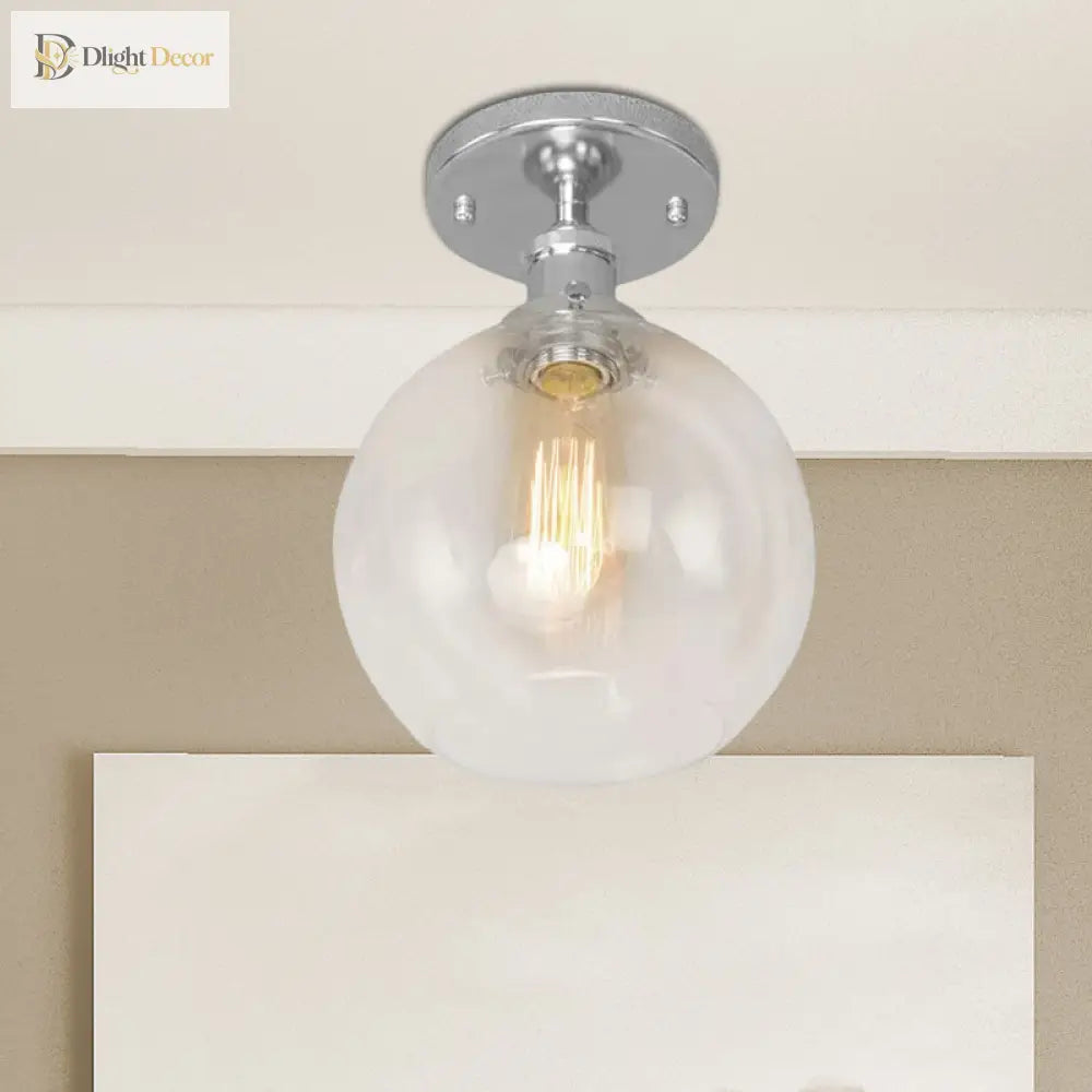 Naomi - Industrial Glass Globe Semi - Flush Mount Light