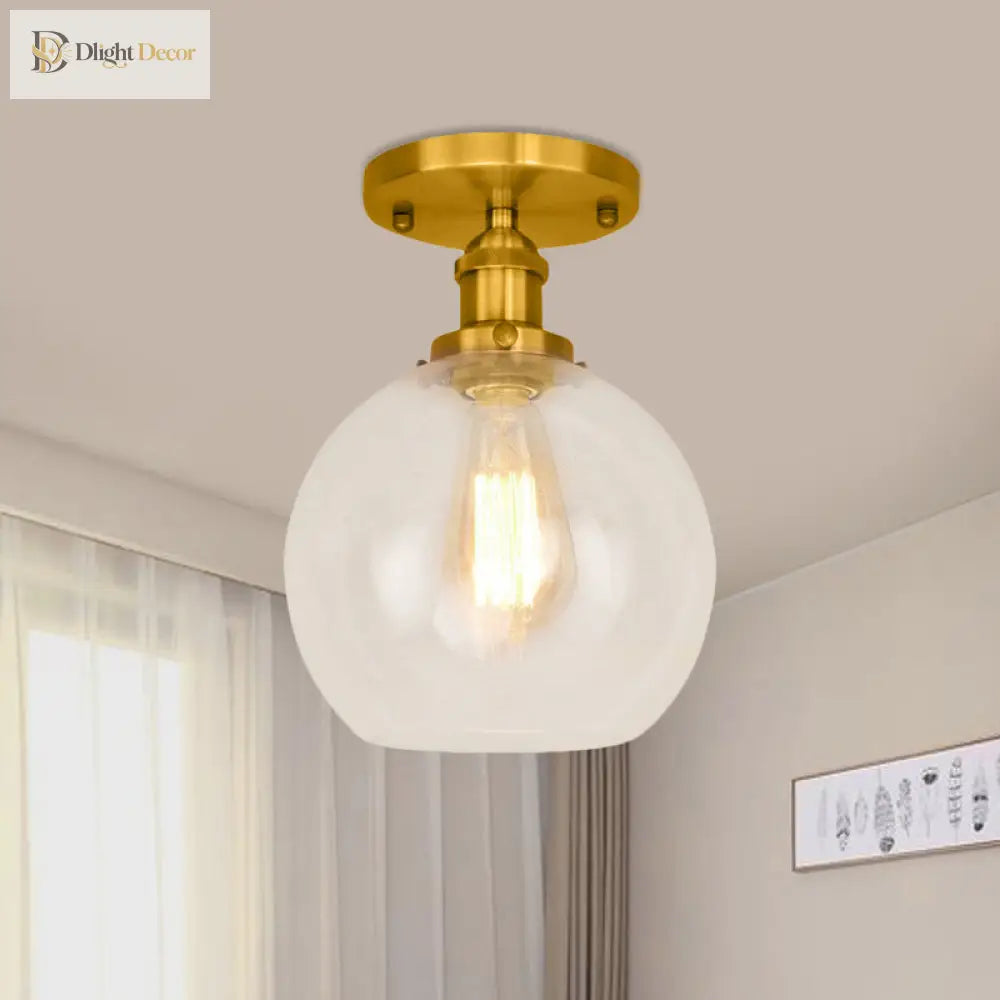 Naomi - Industrial Glass Globe Semi - Flush Mount Light
