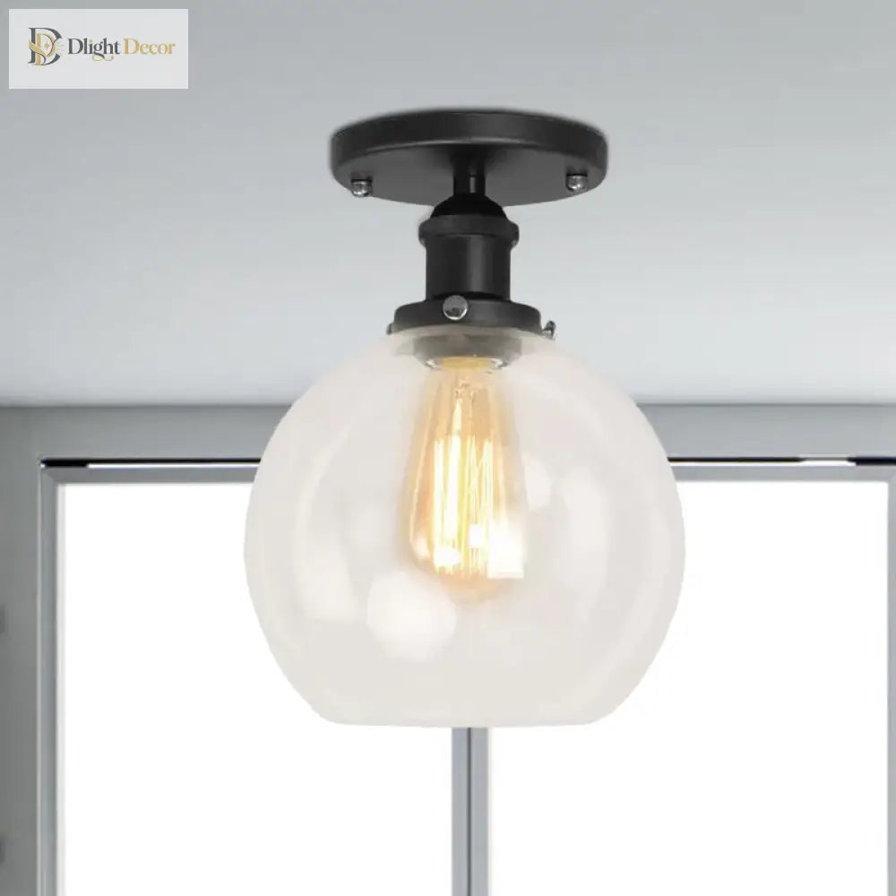 Naomi - Industrial Glass Globe Semi - Flush Mount Light