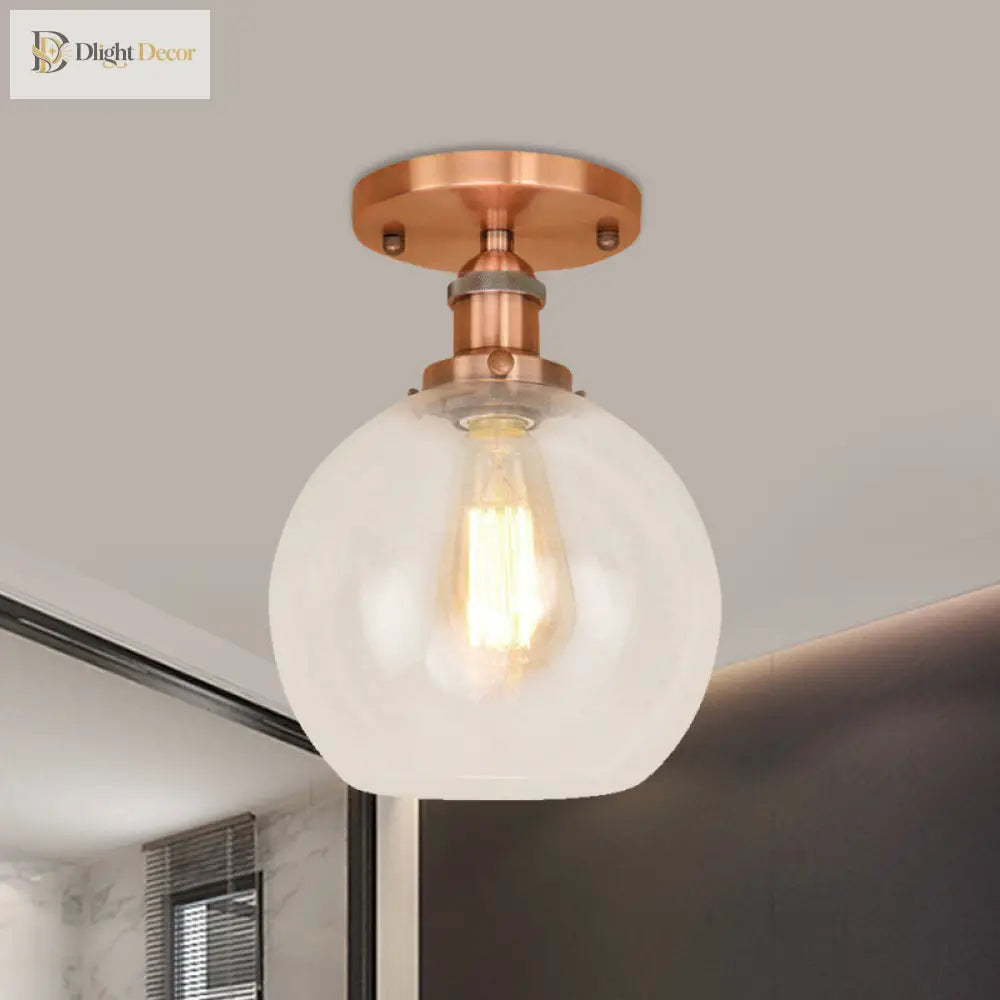 Naomi - Industrial Glass Globe Semi - Flush Mount Light