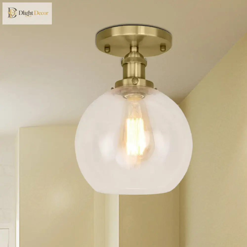 Naomi - Industrial Glass Globe Semi - Flush Mount Light