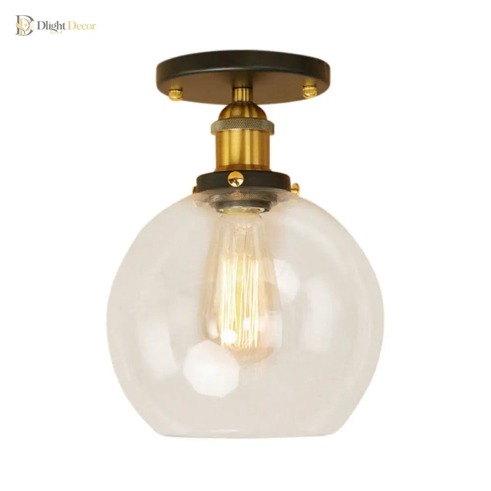 Naomi - Industrial Glass Globe Semi - Flush Mount Light