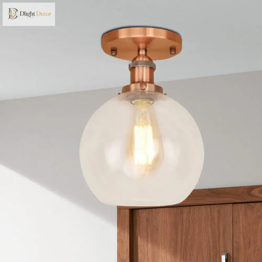 Naomi - Industrial Glass Globe Semi - Flush Mount Light