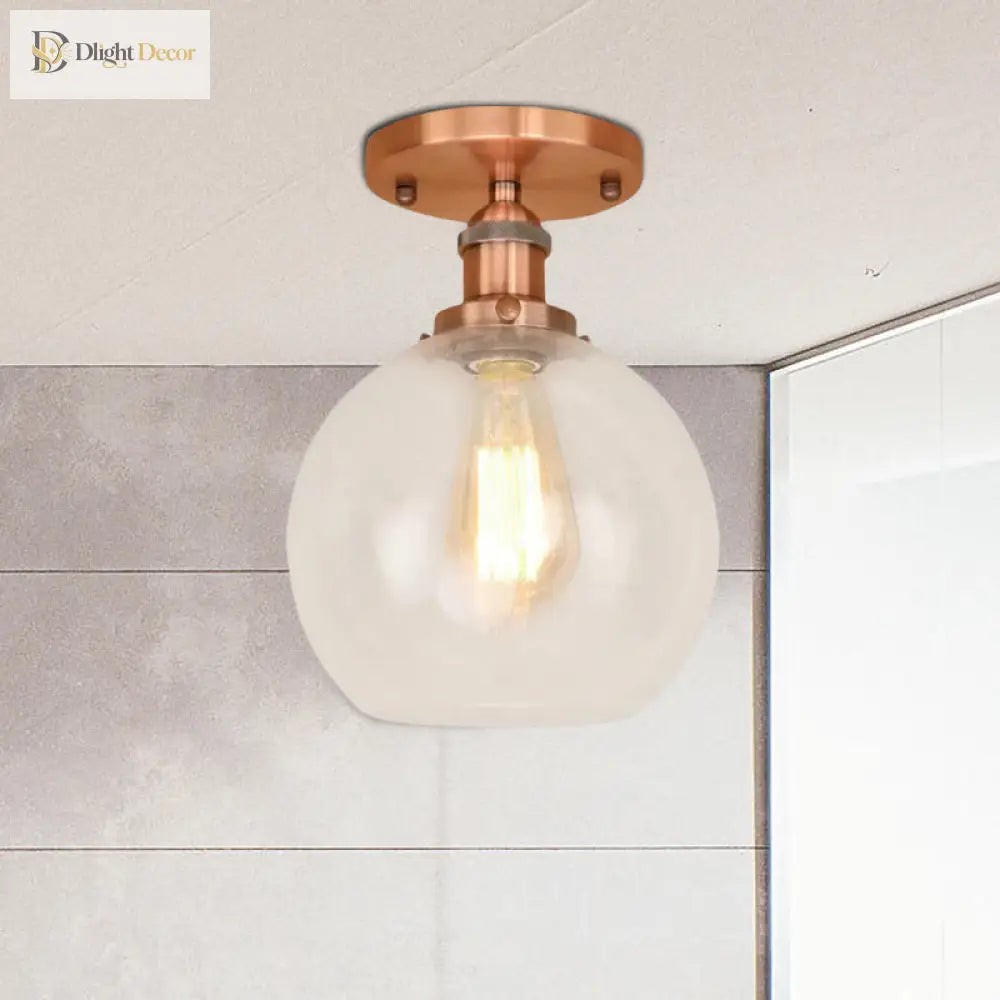 Naomi - Industrial Glass Globe Semi - Flush Mount Light