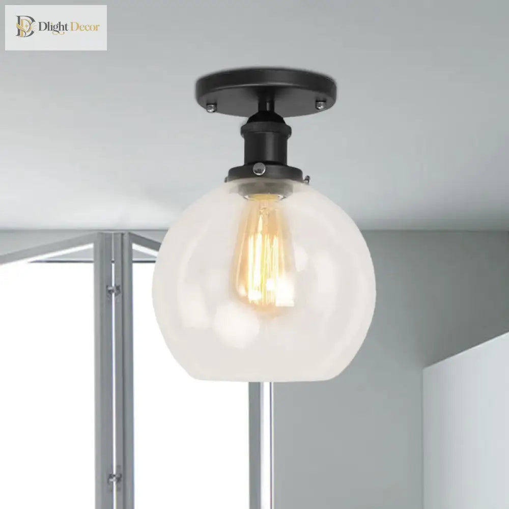 Naomi - Industrial Glass Globe Semi - Flush Mount Light
