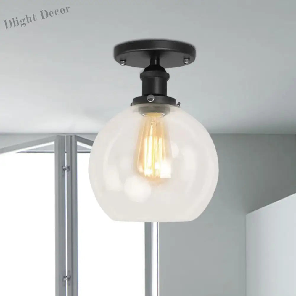 Naomi - Industrial Glass Globe Semi - Flush Mount Light