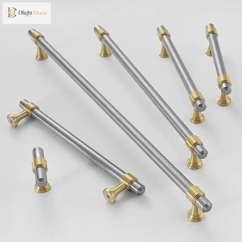 Nickel-Plated Brass Cabinet Handles – Gold and Matte Silver T-Bar Pulls for Wardrobes and Drawers Handles