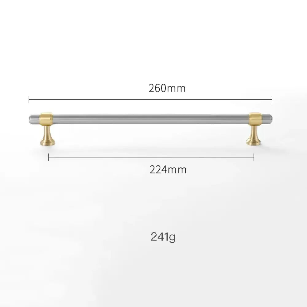 Nickel-Plated Brass Cabinet Handles – Gold and Matte Silver T-Bar Pulls for Wardrobes and Drawers 260mm Handles