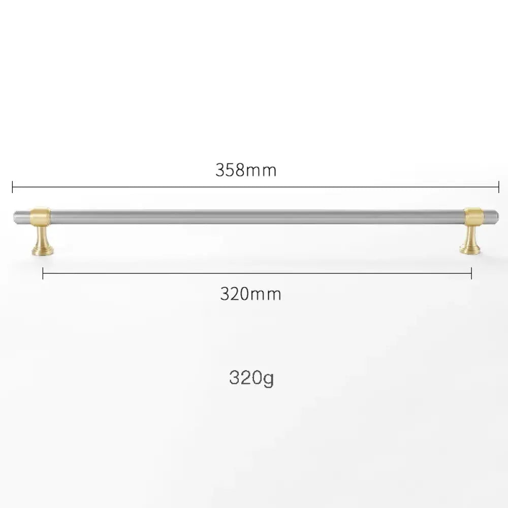 Nickel-Plated Brass Cabinet Handles – Gold and Matte Silver T-Bar Pulls for Wardrobes and Drawers 358mm Handles