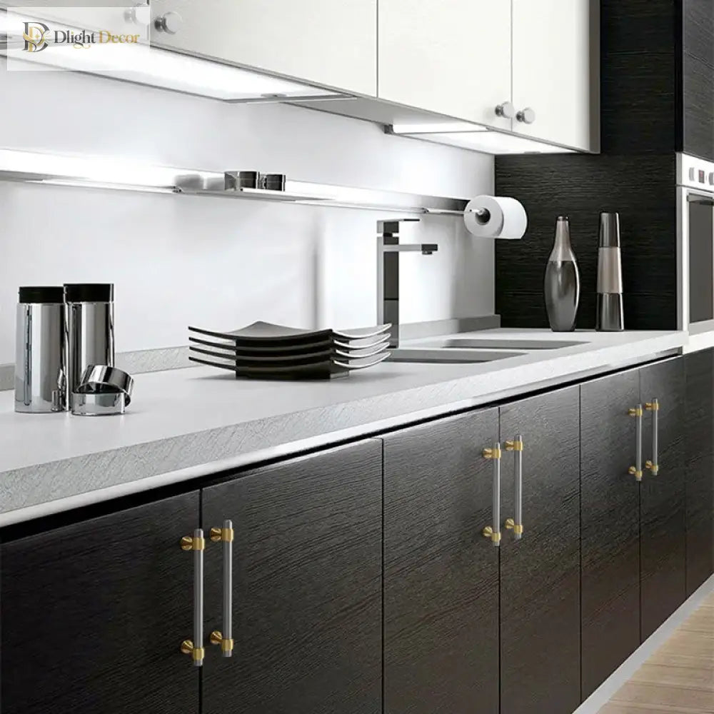 Nickel-Plated Brass Cabinet Handles – Gold and Matte Silver T-Bar Pulls for Wardrobes and Drawers Handles