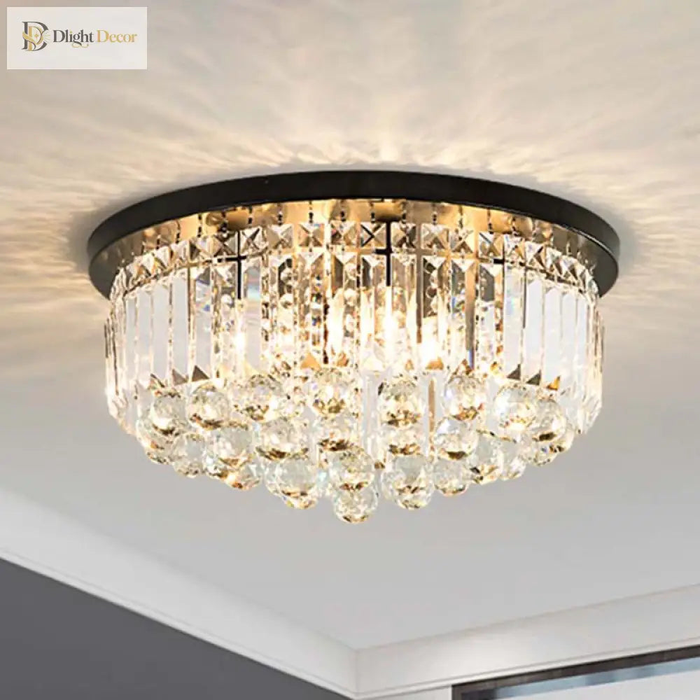 Nicole Elegance Meets Functionality: Black Flush Mount With Crystal Accents