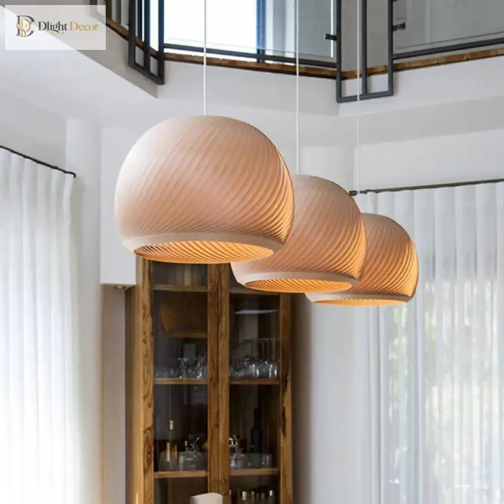 Nordic Round Ball Wooden Pendant Light - Simple And Creative Lighting For Living Room Bedroom