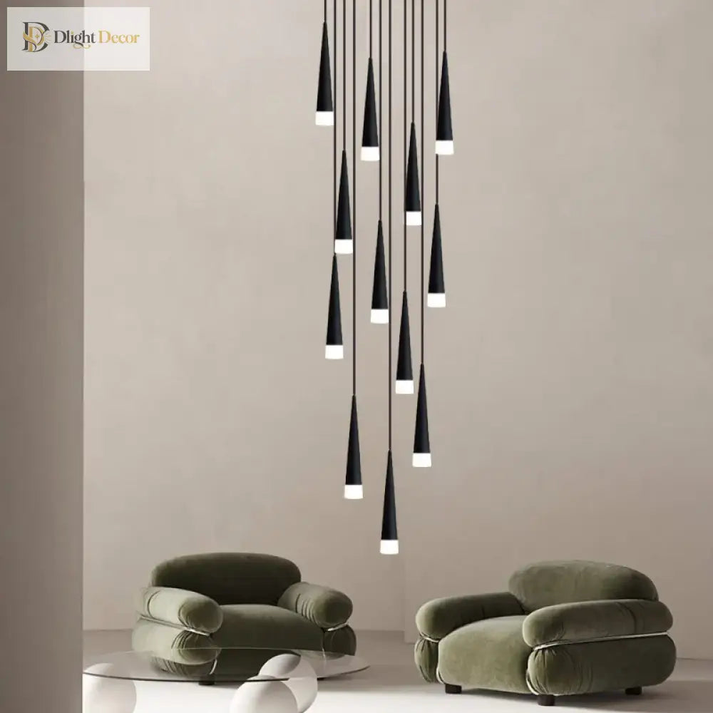 Contemporary Stair Chandelier - Elevate Your Duplex Apartment With Nordic Loft Elegance Pendant