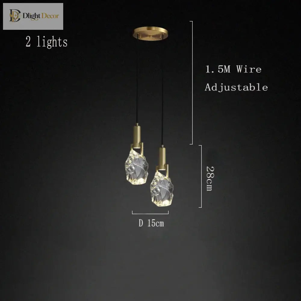 Nordic Pendant Light Gold Luxury Italian Design Crystal Dining Room Kitchen Suspension Indoor