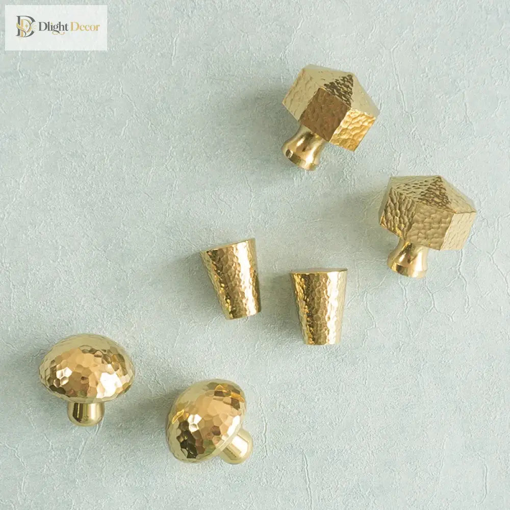 Nordic Handmade Brass Hammered Cabinet Handles – High-End Pulls for Drawers Wardrobes and Kitchen Furniture Knobs