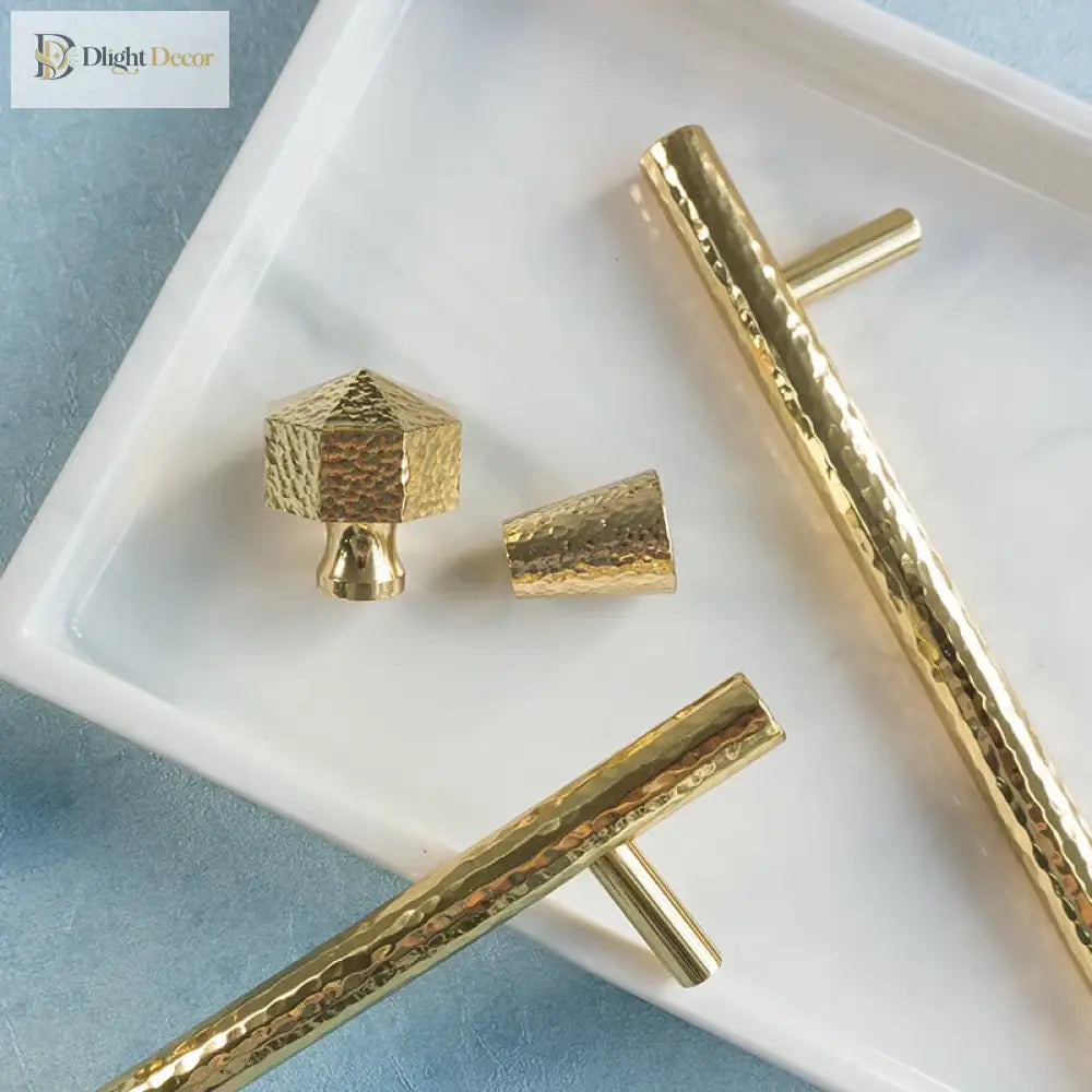 Nordic Handmade Brass Hammered Cabinet Handles – High-End Pulls for Drawers Wardrobes and Kitchen Furniture Knobs