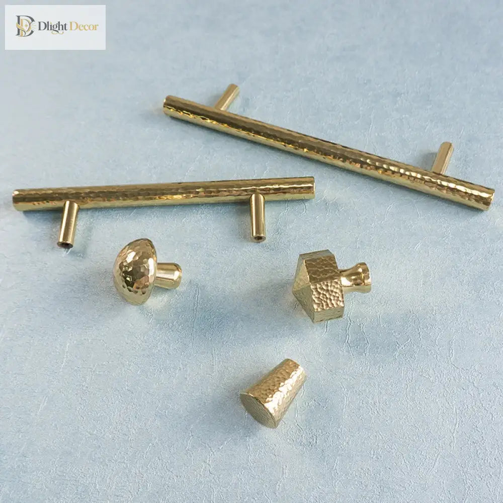 Nordic Handmade Brass Hammered Cabinet Handles – High-End Pulls for Drawers Wardrobes and Kitchen Furniture Knobs