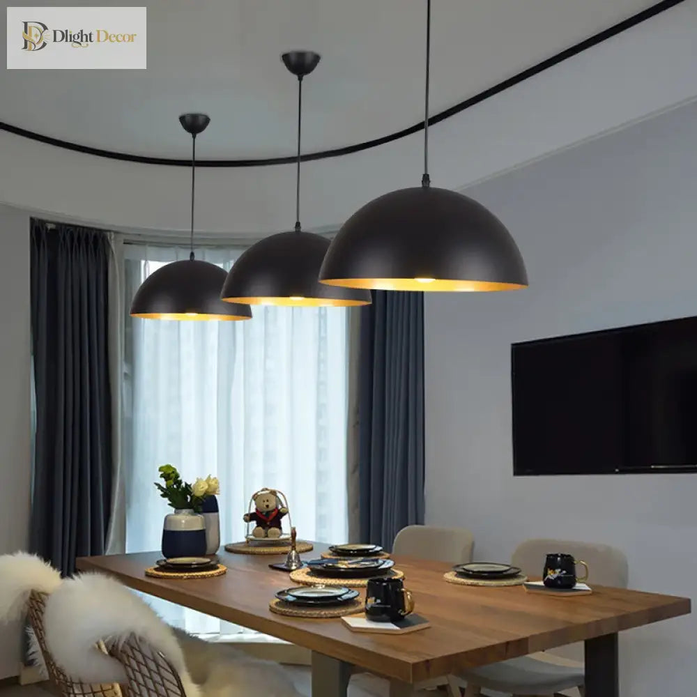 Nordic Retro Industrial Black Ceiling Pendant Lamp - Perfect For Restaurant Dining Table And Bar