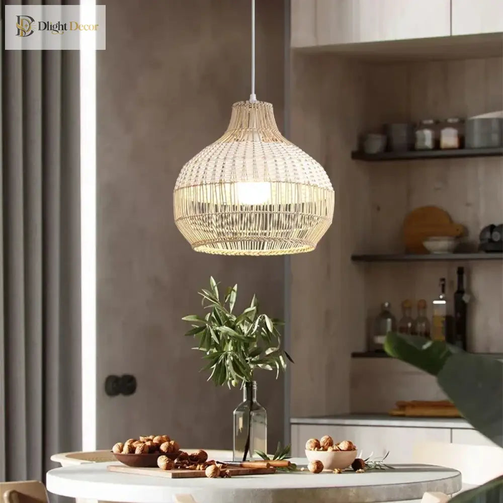 Nordic Gyro Rattan Pendant Lights - Handmade Artistic Illumination For Kitchen And Dining Decor