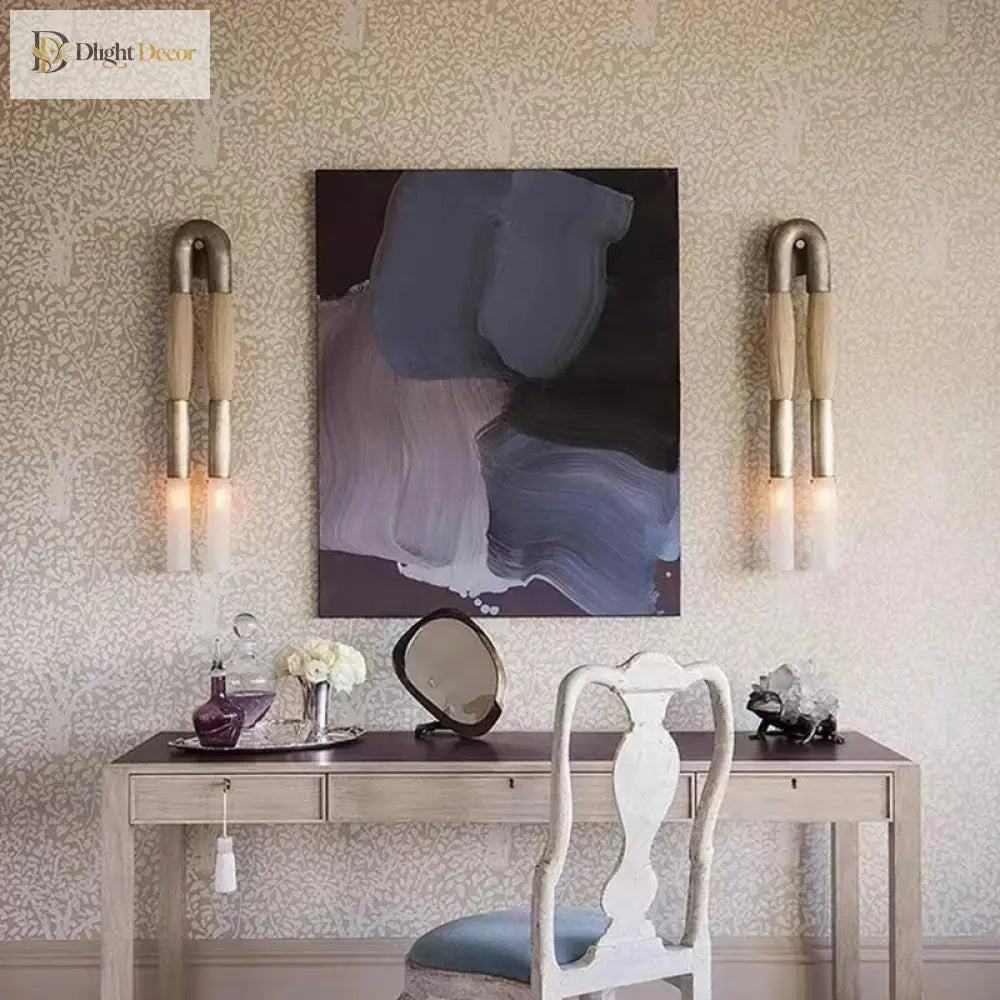 Novelty Wall Lamp - Old Gold Silver And Black Metal With Cloth Shade For Dining Room Bedroom Foyer