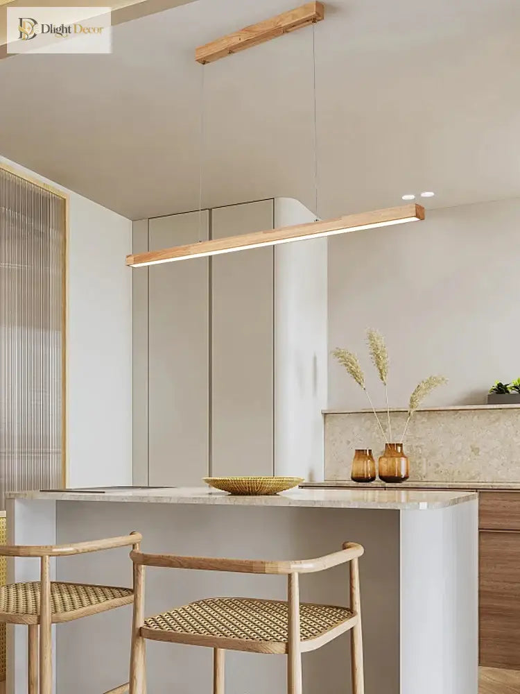 Contemporary Wooden Chandelier - Ideal For Dining Rooms Kitchens Shops And Long Tables With Led