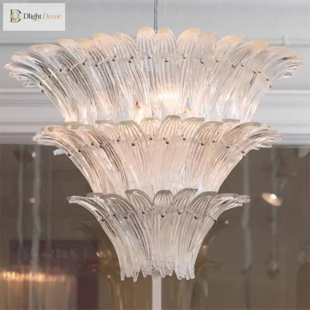 Odette French Vintage Murano Glass LED Chandelier for Living Room & Staircase