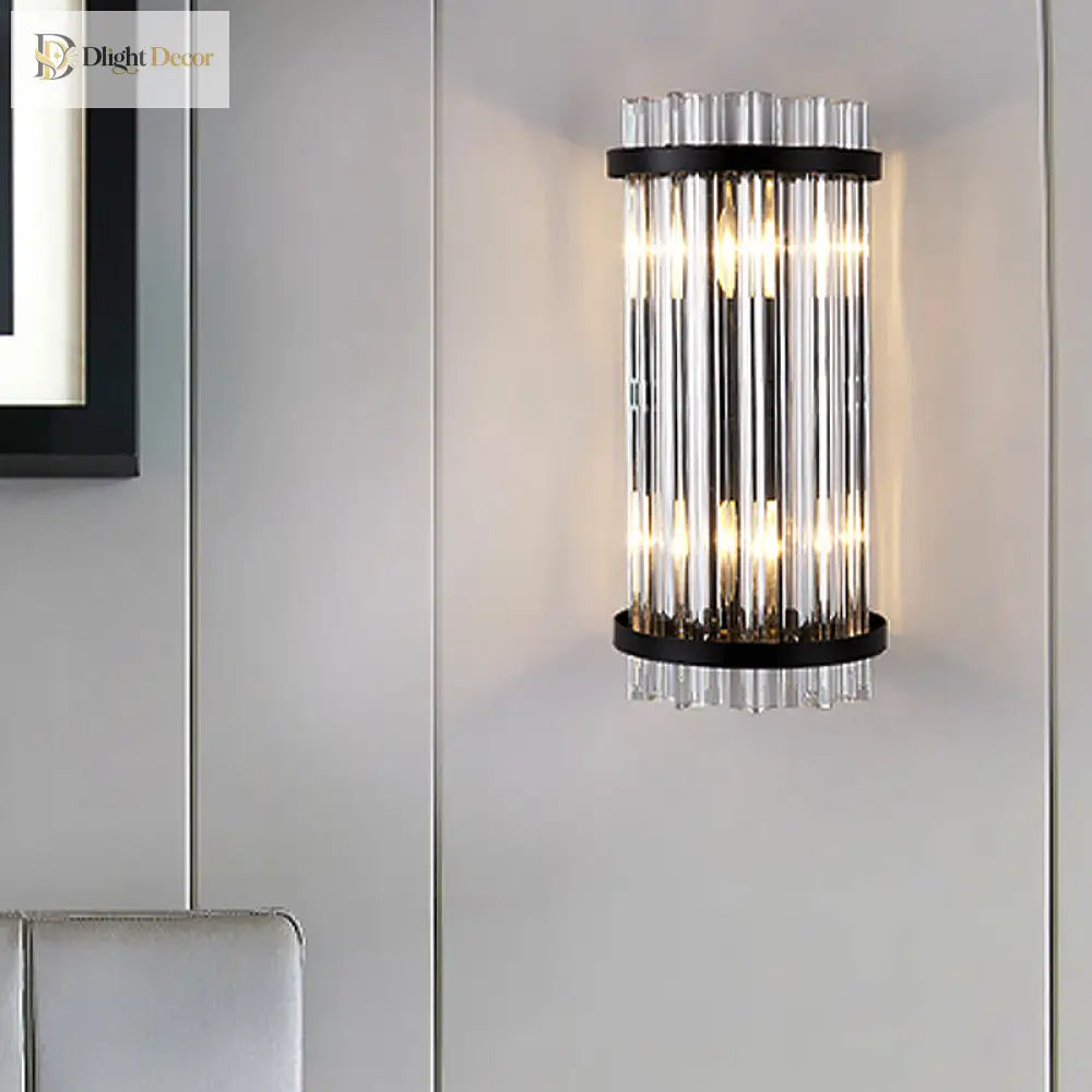 Paige Elegance Meets Adjustability: Black & Gold Crystal Wall Sconce