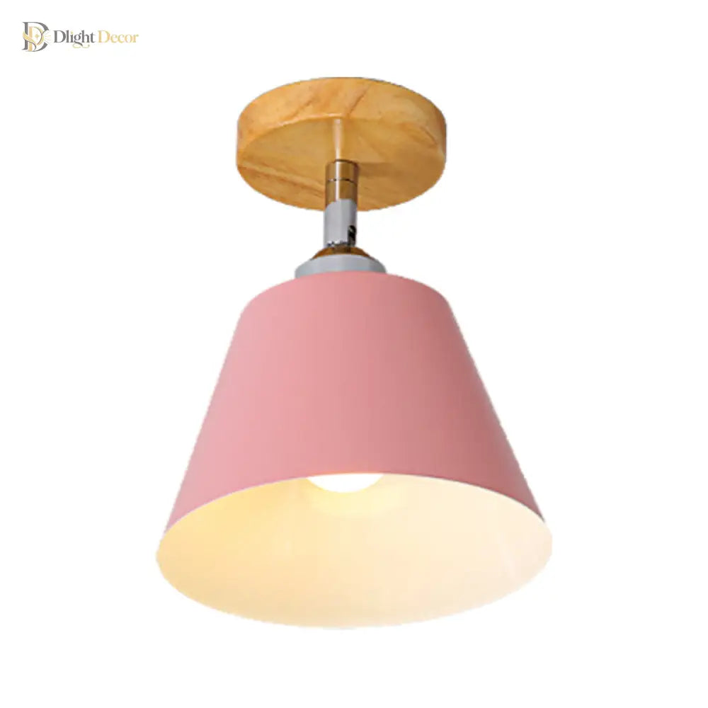 Olivia’s Modern Cone Light - Pink & Gray Semi - Flush Mount