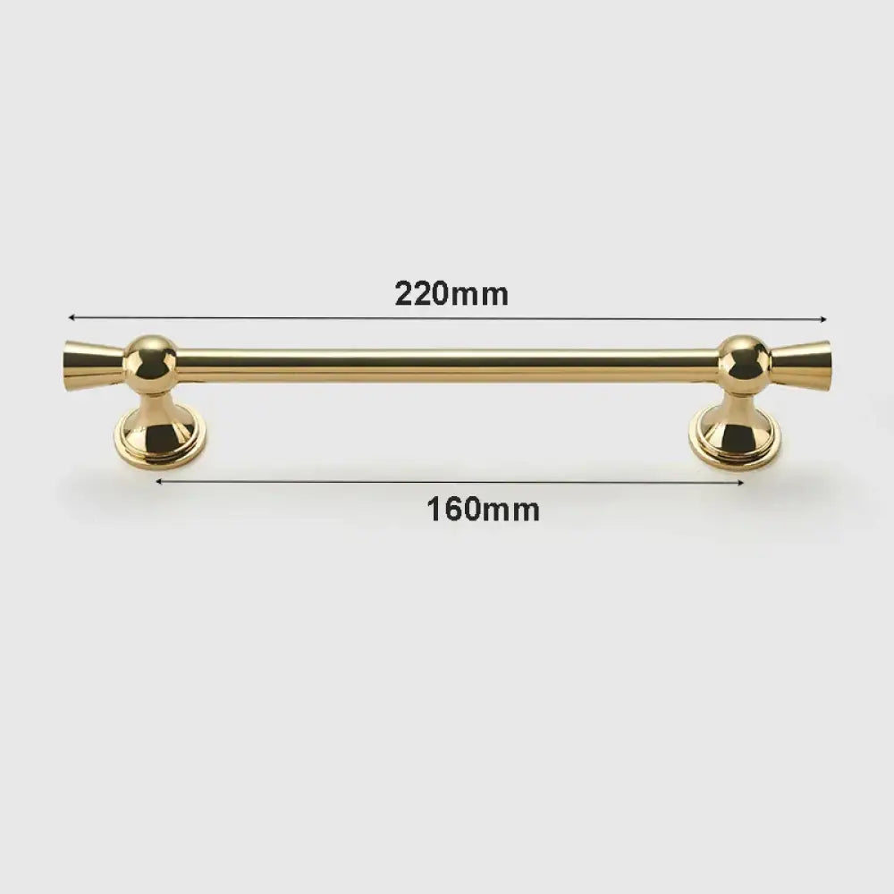 Polished Gold and Silver T-Bar Cabinet Handles – Modern Drawer and Wardrobe Pulls (55mm-220mm) TB2036-220PG Handles
