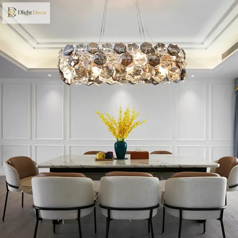 Post - Modern Crystal Wrought Iron Chandelier - Elegance For Dining Rooms Creative Living And