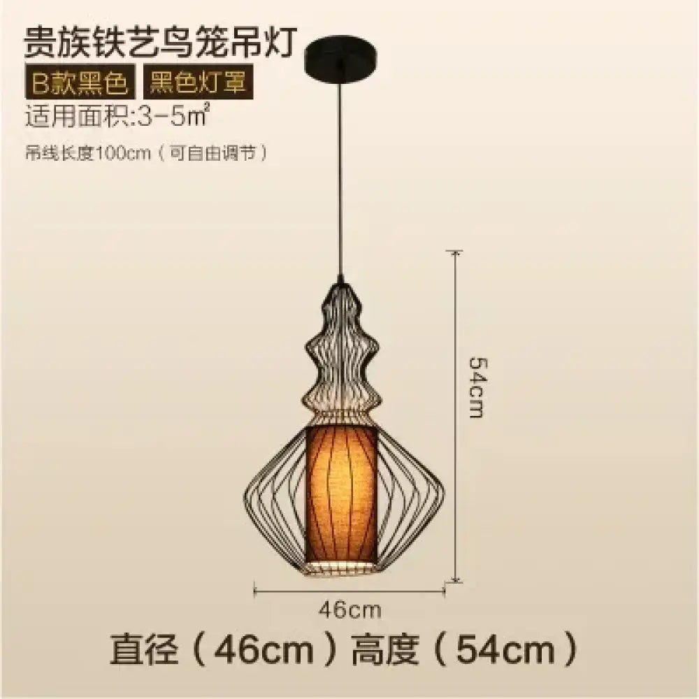 Black B American Birdcage Retro Chandelier variant