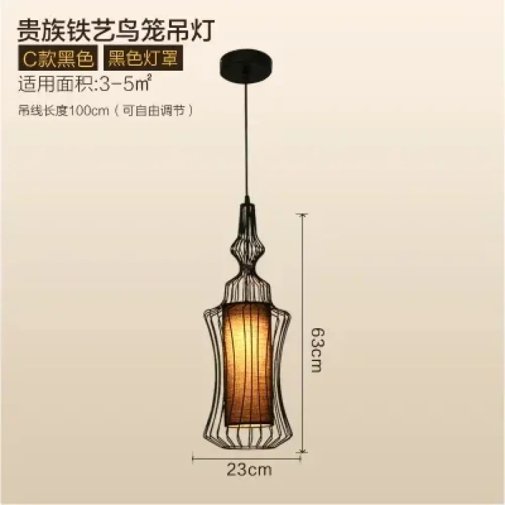 Black C American Birdcage Retro Chandelier variant