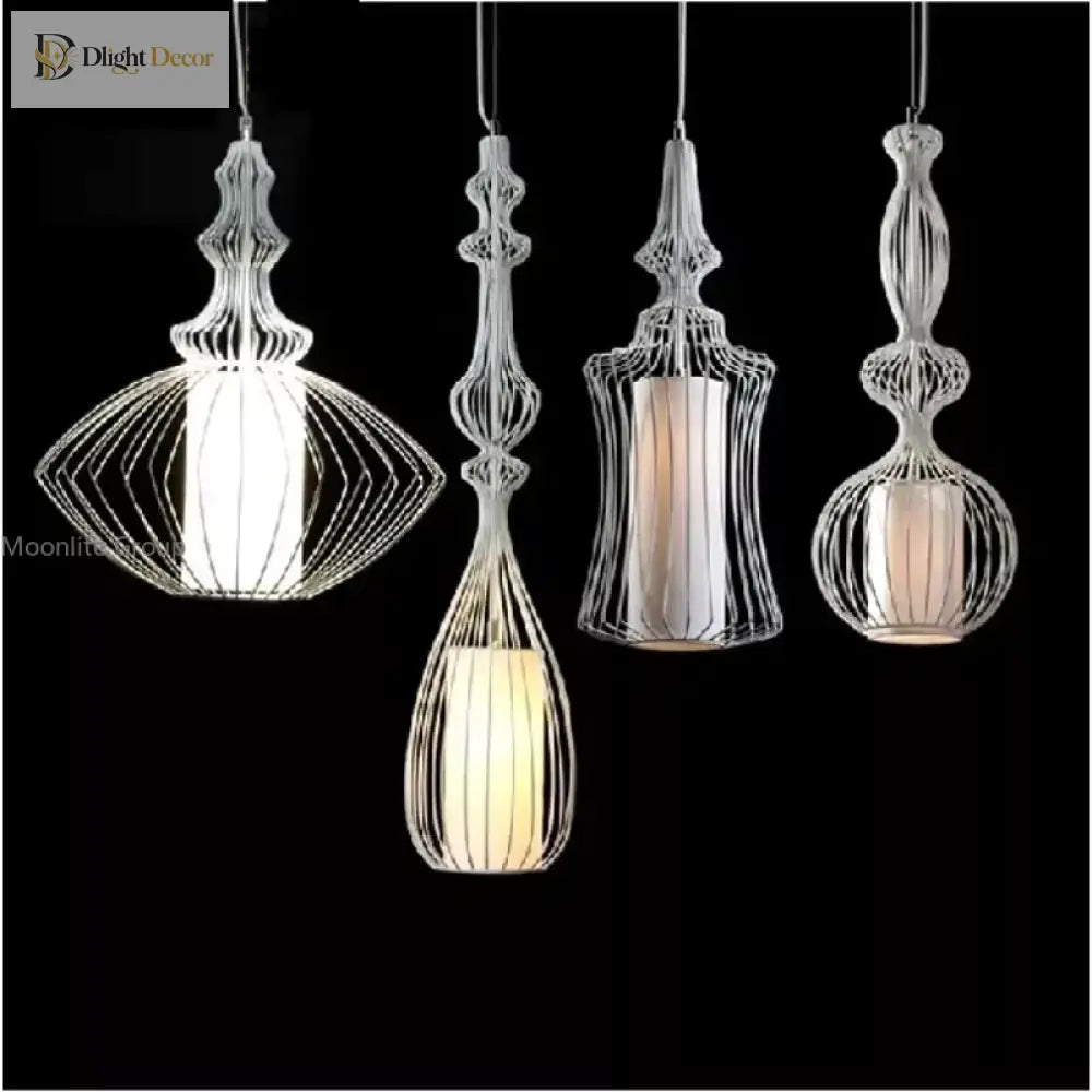 Retro hollow chandelier shade detail in black and white options