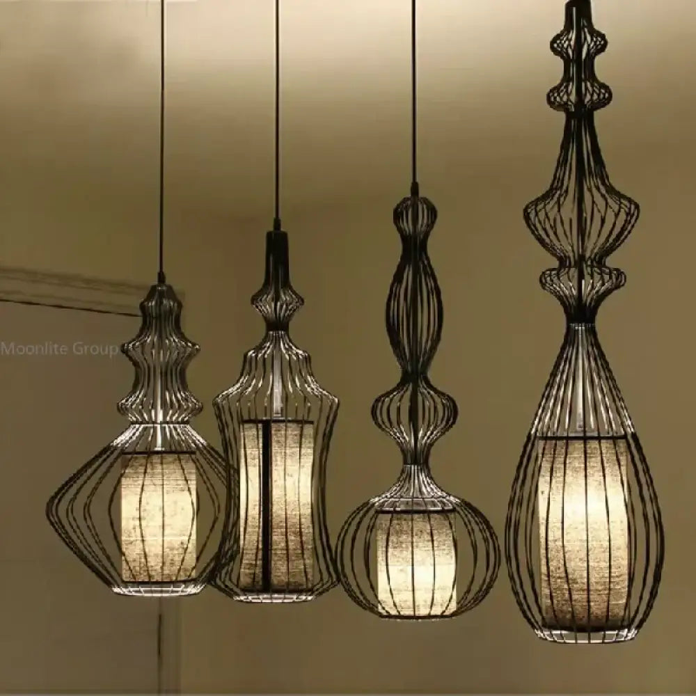 American Birdcage Retro Chandelier in hollow pendant shade design