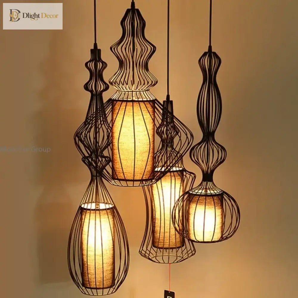 Birdcage chandelier detail in vintage-inspired pendant style