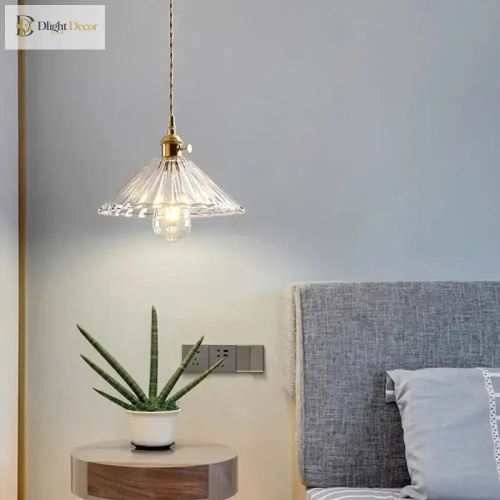 Retro Glass Chandelier Single Head Clear Pendant Lamps Restaurant Tea Room Bar Bedrooms Studio Cafe